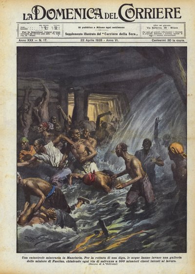 Bányászati ​​katasztrófa Mandzsúriában alkotó: Achille Beltrame