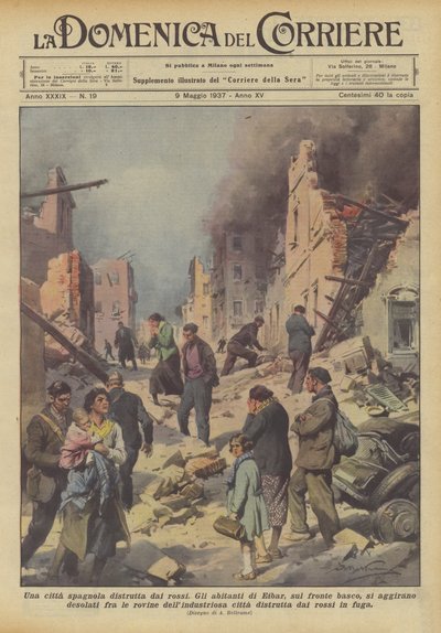 A vörösök által elpusztított spanyol város alkotó: Achille Beltrame