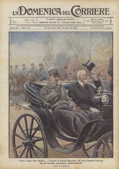Éljen a király! Éljen Olaszország! Vittorio Emanuele III érkezése a francia fővárosba, hogy őt? alkotó: Achille Beltrame