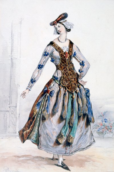 Mademoiselle Sophie, Jelmeztervezés egy operához, 1820-1857 alkotó: Achille Devéria