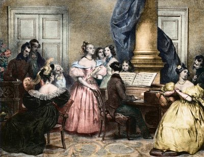 Musical Evening Party - Zenés est a pianoforte körül - Achille Deveria (1800-1857) kb. 1840 alkotó: Achille Devéria