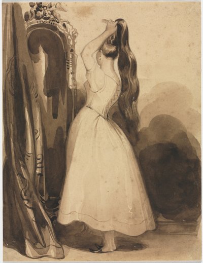 Fiatal, fésülködő nő, 1800-as évek, 1857 előtt. alkotó: Achille Devéria
