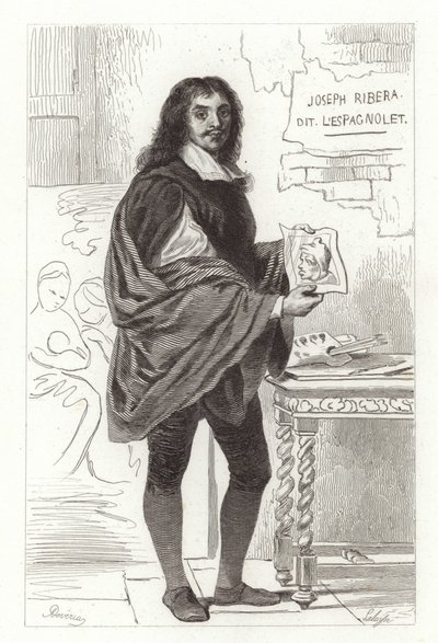 Jusepe de Ribera, spanyol festő, más néven Jose de Ribera, Giuseppe Ribera és Joseph Ribera. alkotó: Achille Devéria