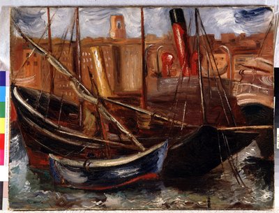 Hajók és csónakok Marseille régi kikötőjében alkotó: Achille Emile Othon Friesz