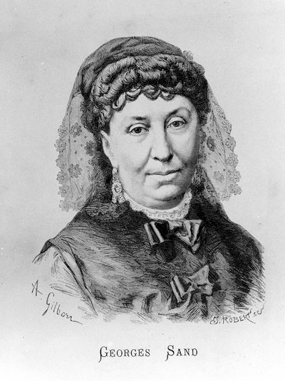 George Sand (Aurore Dupin, Baronne Dudevant) portréja (1804-1876), A. Gilbern alkotó: Achille Isidore Gilbert