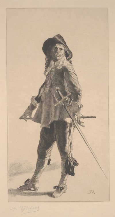 A párbajozó, Jean ?Louis?Ernest Meissonier nyomatát készítette alkotó: Achille Isidore Gilbert