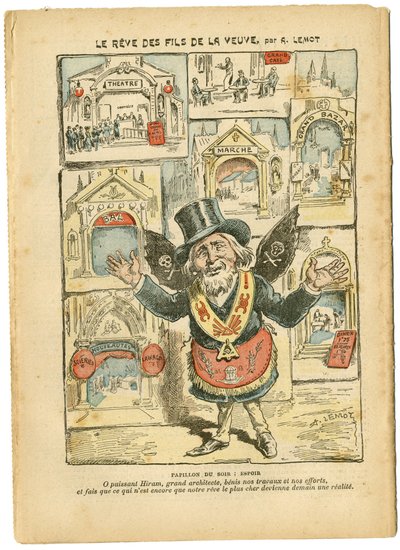 Illusztráció: Achille Lemot (1846-1909) Le Pelerinben, 2006.09.23 - Az özvegy fiainak álma - Antimilitarizmus, valláshit, katedrálisok templomai, katolikus katolicizmus - A vallási tér szabadítása, Laicite Lay törvények - Hiram alkotó: Achille Lemot