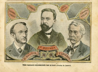 Illusztráció Achille Lemotról (1846-1909) Le Pelerinben, 2004.10.23. - Három radikális közösség a blokktól - Költségvetési Pénzügyek, Köztársasági Elnök, Maritime Marine Nautique Balneaire, Bloc des lefts, Indochine, Works Publics - Doumer Paul (1857-1932) alkotó: Achille Lemot