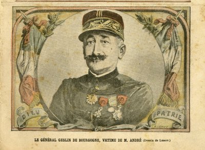 Illusztráció: Achille Lemot (1846-1909) Le Pelerinben, 04.03.27 - Geslin burgundi tábornok. Andrew – Hadsereg, Kártyaügy – Andrew Louis, tábornok, Julius Henry Geslin Burgundiából (1812-1897) alkotó: Achille Lemot