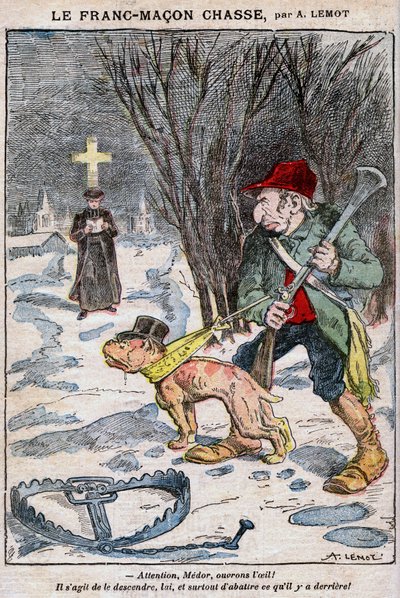 A szabadkőműves vadászat Le Pelerinben alkotó: Achille Lemot