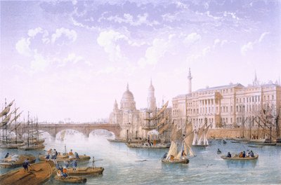 Vámház és London Bridge, 1862. alkotó: Achille-Louis Martinet