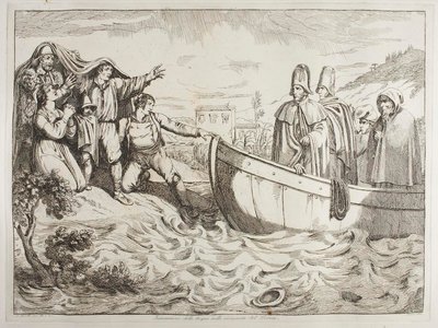 Partraszállás a Tibernél alkotó: Achille Pinelli