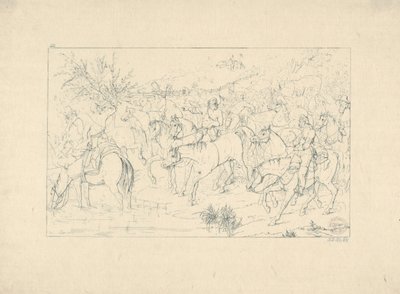 Stuart tábornok hazatérése Pennsylvaniából a Konföderációs háborús rézkarcokból, 1861-63. alkotó: Adalbert John Volck