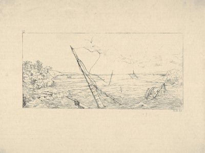 Kőblokád Charlestonnál, Dél-Karolinában a Konföderációs háborús rézkarcokból, 1861-63. alkotó: Adalbert John Volck