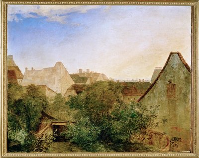 Blick über Wiener Vorstadthaeuser - A view across Vienna suburbs ... (festmény, fa) alkotó: Adalbert Stifter