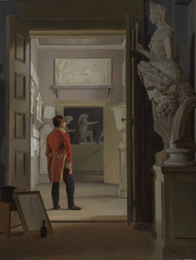 A koppenhágai Charlottenborg palota Régiségek csarnoka, 1830. alkotó: Adam August Müller
