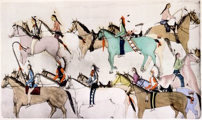 Sziú harcosok Custer utolsó helyén, 1876, 1900 alkotó: Adam Bad Heart Buffalo