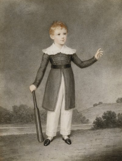 Edward Currie portréja krikettütővel, 1830 alkotó: Adam Buck