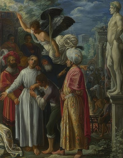 Szent Lőrinc mártírhalála előtt. 1600-01 körül alkotó: Adam Elsheimer
