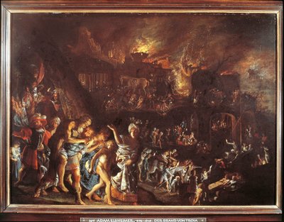 Trója égése, c. 1604 (olaj, réz) alkotó: Adam Elsheimer