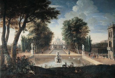 Egy palota látképe (olaj, vászon) alkotó: Adam Frans van der (style of) Meulen