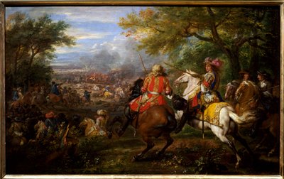 1667. augusztus 31-én legyőzte a spanyol hadsereget a Brugge-csatorna közelében. XIV. Lajos francia királyt fehér lovon tábornokai: Francois de Crequy (1629-1687) és II. Lajos Bourbon-Conde-i (Bourbon Conde) herceg veszi körül. ) a Grand Conde (16 alkotó: Adam Frans van der Meulen