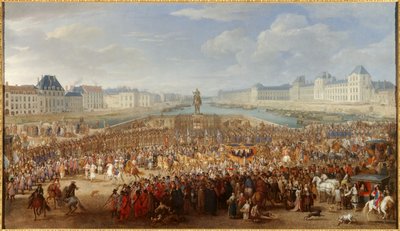 XIV. Lajos király (1638-1715) átkel a Pont Neuf hintóján Adam Van der Meulen (1632-1690) festménye alkotó: Adam Frans van der Meulen