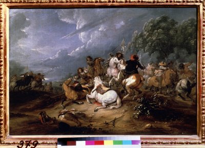 Adam Frans van der Meulen (1632-1690) festménye: "A csetepaté" (lovassági csetepaté) 1660 Puskin Múzeum, Moszkva alkotó: Adam Frans van der Meulen