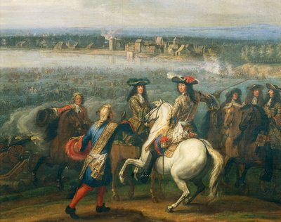 XIV. Lajos lóháton, részlet a Rajna 1672-es átvonulása óta, Adam Frans van der Meulen (1632-1690), olaj, vászon, 77x109 cm, Franciaország alkotó: Adam Frans van der Meulen