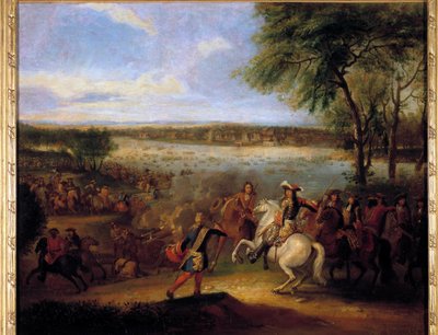 XIV. Lajos (1638-1715) Rajna átjárása Tolhuis előtt 1672.12.07 Adam Frans Van der Meulen (1632-1690) festménye V. 0,6x0,7 m alkotó: Adam Frans van der Meulen