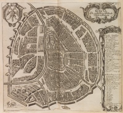 Moszkva térképe. From: Fokozott Newe leírás a moszkvai..., 1656. alkotó: Adam Olearius
