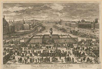 Kilátás a Pont Neuf-ra Párizsban, a 17. század második felében. alkotó: Adam Perelle