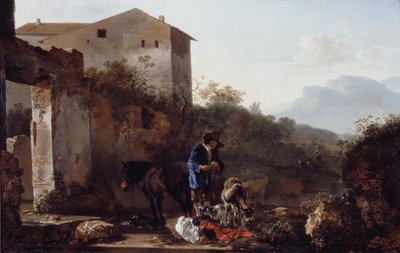 Tájkép kecskepásztorral, 1650 körül (olaj, tábla) alkotó: Adam Pynacker