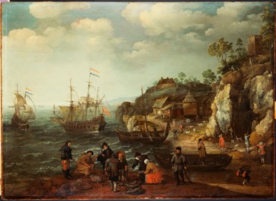 Tengerparti jelenet halászokkal és vadászokkal a parton, 1626 alkotó: Adam Willaerts