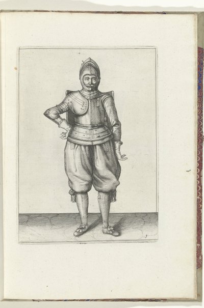 A fúró céltáblával és karddal: a katona nyugalomban, a céltáblával a hátán (1. sz.), 1618 A Nassausche Wapen-Handelinge, van Schilt, Kémek, Rappier és a célpont: beyde figuerlick ábrázolva, és az új rend szerint bekeretezve [a] (...) Maurits van Nassa alkotó: Adam van Breen