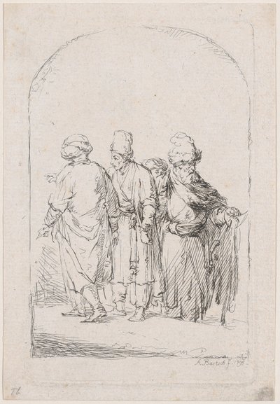 Négy álló férfiból álló csoport keleti viseletben, 1795. alkotó: Adam von Bartsch