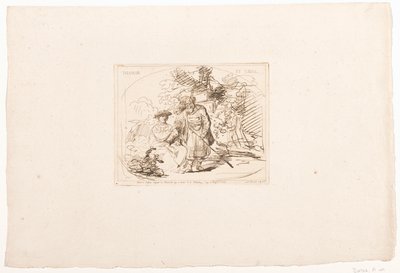 Juda odaadja Tamarnak a pecsétgyűrűjét Thamar et Judas (cím a tárgyon) Hat nyomat Rembrandt rajzai után, a bécsi Hofbibliothekben (sorozat címe) Six estamppes gravées d