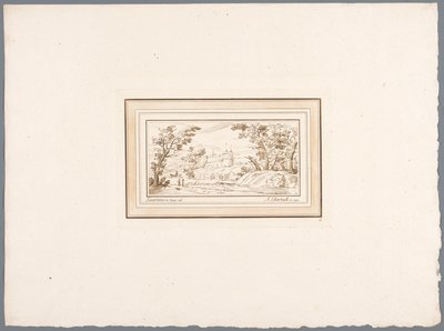 Folyói táj egy erőd falával Nyomatok Guercino rajzai nyomán, a bécsi Hofbibliothekben (sorozat címe) Recueil d