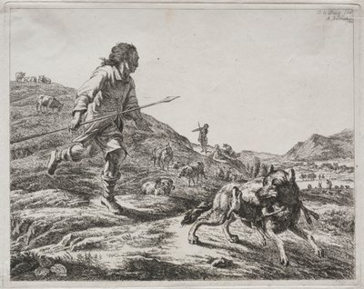 Farkast kergető pásztor, 1803. alkotó: Adam von Bartsch