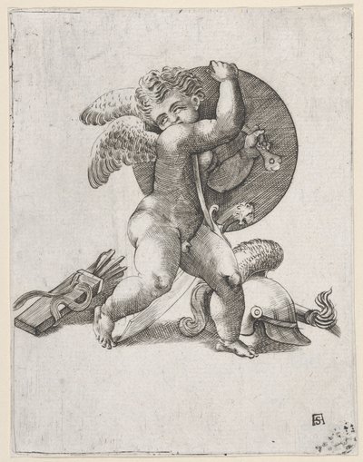 Ámor a marsi fegyverekkel, c1547-62. alkotó: Adamo Scultori