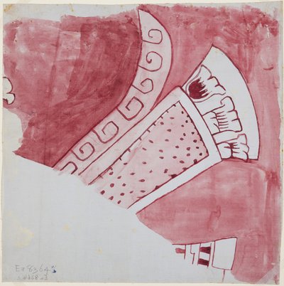 A Casa de Barrios, Teopancaxco, Teotihuacan, Mexikó állam falfestményének töredékének másolata alkotó: Adela Breton