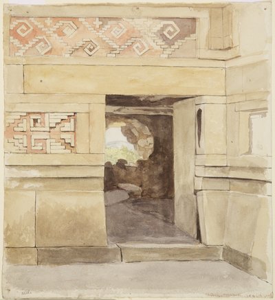 Romos palota, Mitla 1894 (akvarell) alkotó: Adela Breton
