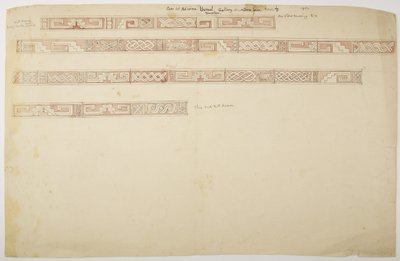 Romok/kő domborművek az Uxmal-i templomban, Mexikó Frizeket ábrázoló (akvarell) alkotó: Adela Breton