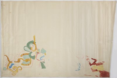 Egy falfestmény nyomon követése a keleti falról, Jaguárok felső temploma, Chichen Itza, Mexikó   (akvarell és testfesték) alkotó: Adela Breton
