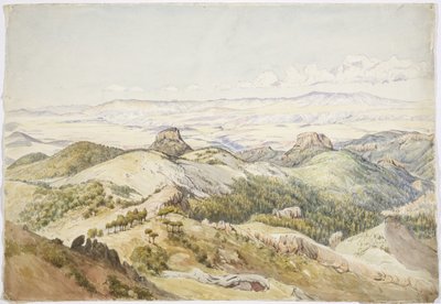 Kilátás a Cerro de Navajasról, Hidalgo, Mexikó (akvarell) alkotó: Adela Breton