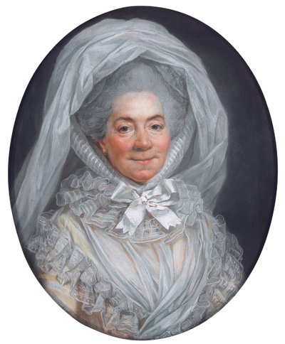 Madame Poisson néven ismert hölgy portréja, Madame de Pompadour anyja alkotó: Adelaide Labille Guiard