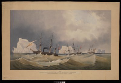 H.M.S. Phoenix és kísérői, a Diligence és a Breadalbane, a jéghegyek között alkotó: Admiral Edward Augustus Inglefield