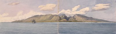 "Tahiti [Társadalmi szigetek]. A Fautaua szurdok - a Korona vagy Diadém hegy a sziget közepén, és Papeiti városa, 1849. augusztus 24.