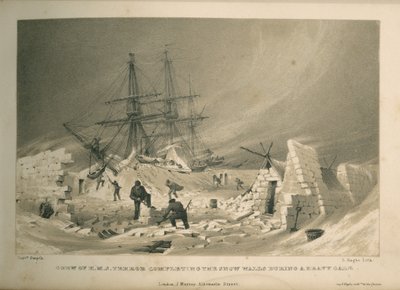A H.M.S. legénysége Terror, amely befejezi a hófalakat egy erős szélvihar során alkotó: Admiral William Henry Smyth