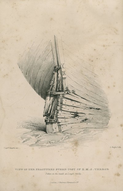 Kilátás a H.M.S. törött faroszlopáról Terror: a Lough Swilly tengerpartján készült alkotó: Admiral William Henry Smyth